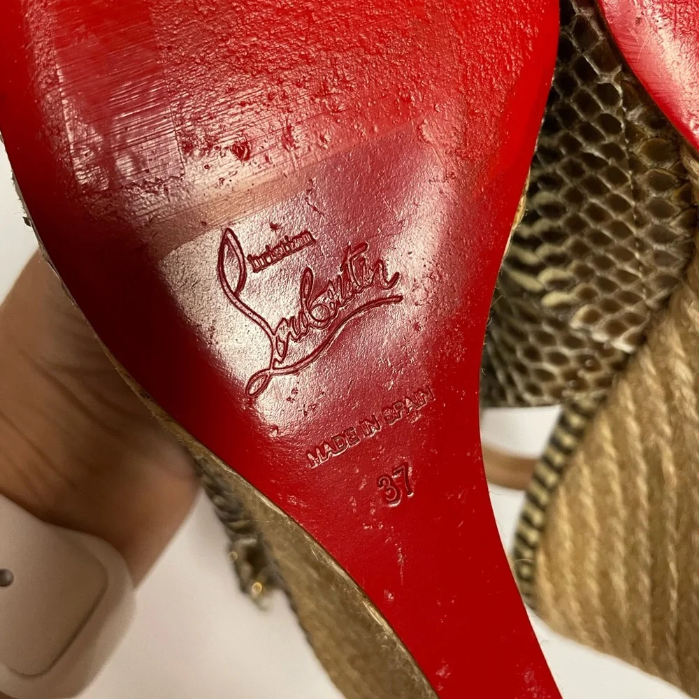 Christian Louboutin Snake Wedge espadrille Sandals 37